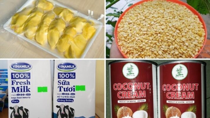 Nguyên Liệu Làm Chè Đậu Xanh Sầu Riêng 