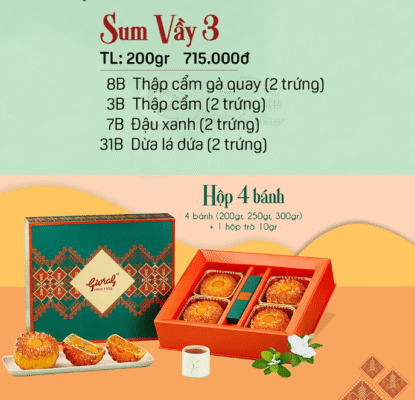 Bánh Trung Thu Givral - Combo Sum Vầy 3 - 4 Bánh